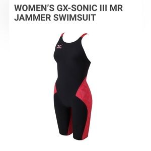 MIZUNO GX Sonic III MR Womens Race Swimsuit Size S Small BLACK & RED
